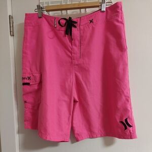 Hurley Pink Cargo Board Shorts with Black Logo